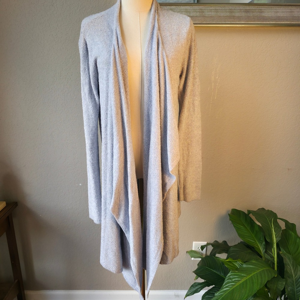 Barefoot Dreams CozyChic Lite Duster Cardigan‎ L/XL Open Front Gray Sweater